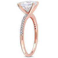 Miabella 2 Carat T.G.W. Moissanite and 1/10 Carat T.W. Diamond 14K Rose Gold Oval Engagement Ring