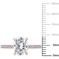 Miabella 2 Carat T.G.W. Moissanite and 1/10 Carat T.W. Diamond 14K Rose Gold Oval Engagement Ring