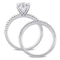 Miabella 2 Carat T.G.W. Moissanite and 1/4 Carat T.W. Diamond 14K White Gold Oval Bridal Set