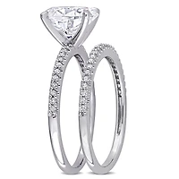 Miabella 2 Carat T.G.W. Moissanite and 1/4 Carat T.W. Diamond 14K White Gold Oval Bridal Set