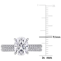 Miabella 2 Carat T.G.W. Moissanite and 1/4 Carat T.W. Diamond 14K White Gold Oval Bridal Set