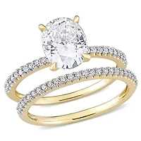 Miabella 2 Carat T.G.W. Moissanite and 1/4 Carat T.W. Diamond 14K Yellow Gold Oval Bridal Set
