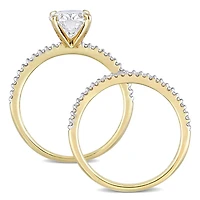 Miabella 2 Carat T.G.W. Moissanite and 1/4 Carat T.W. Diamond 14K Yellow Gold Oval Bridal Set