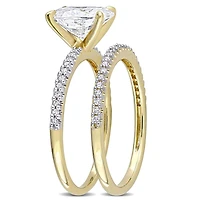 Ensemble de mariée ovale Miabella avec 2 Carat PPT Moissanite et 1/4 Carat PT Diamond en or jaune 14K
