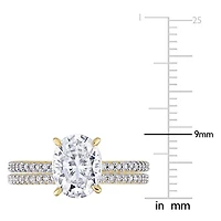 Miabella 2 Carat T.G.W. Moissanite and 1/4 Carat T.W. Diamond 14K Yellow Gold Oval Bridal Set