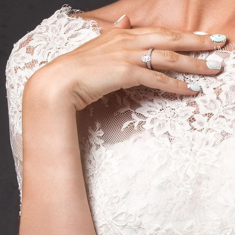 Miabella 2 Carat T.G.W. Moissanite and 1/4 Carat T.W. Diamond 14K Yellow Gold Oval Bridal Set