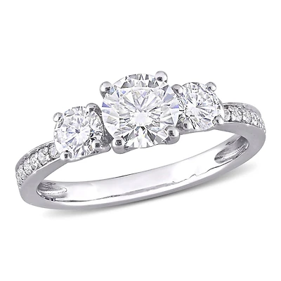 Miabella 1-3/8 Carat T.G.W. Moissanite 10k White Gold 3-Stone Engagement Ring