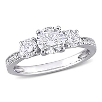Miabella 1-3/8 Carat T.G.W. Moissanite 10k White Gold 3-Stone Engagement Ring