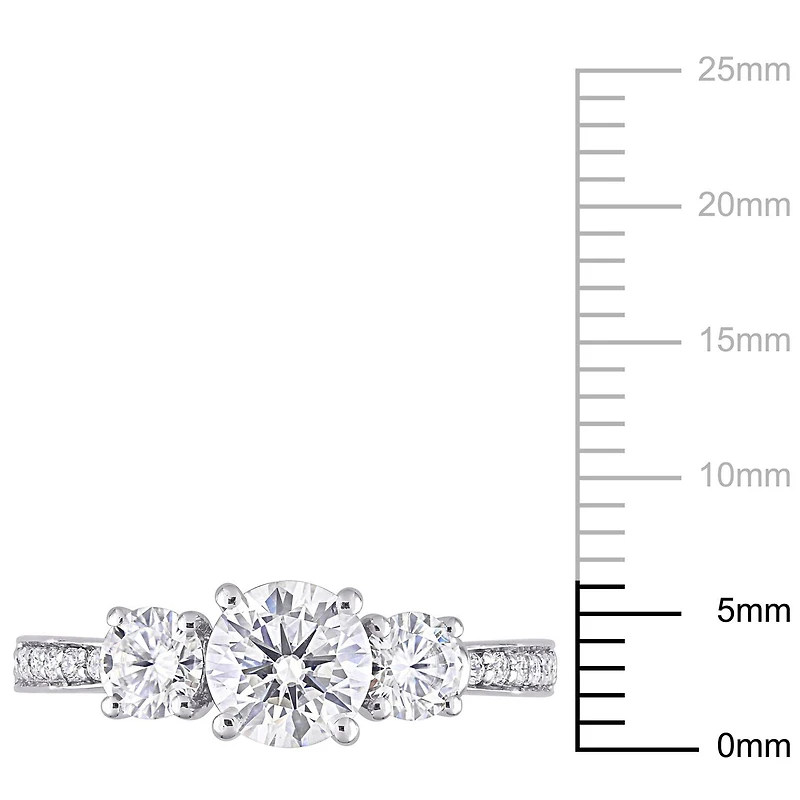 Miabella 1-3/8 Carat T.G.W. Moissanite 10k White Gold 3-Stone Engagement Ring