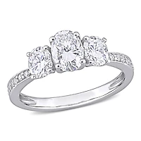 Miabella 1-4/5 Carat T.G.W. Moissanite 10k White Gold Oval 3-Stone Engagement Ring
