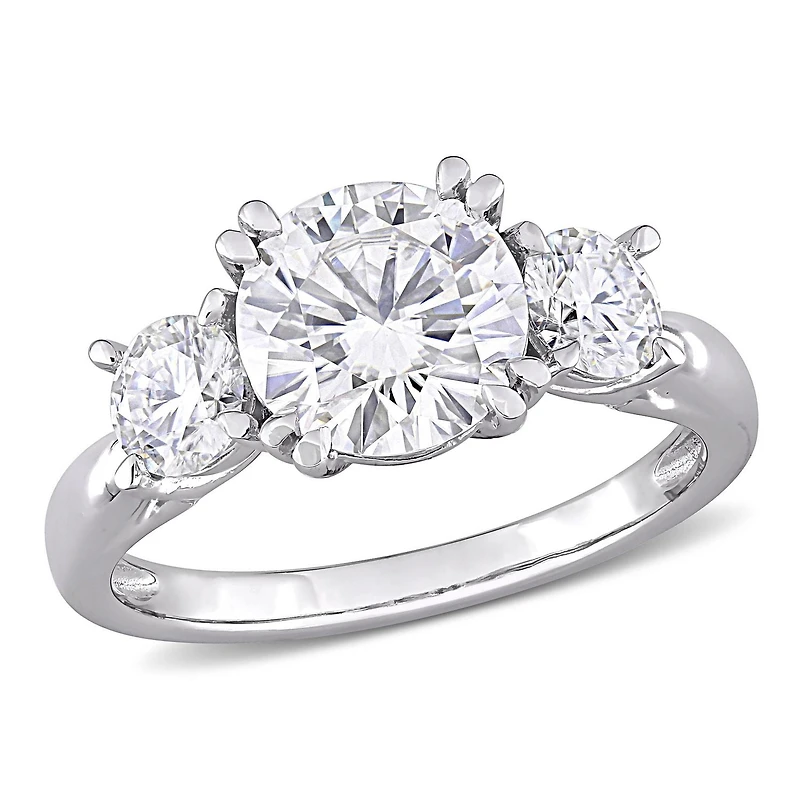 Miabella 2-1/2 Carat T.G.W. Moissanite 10k White Gold 3-Stone Engagement Ring