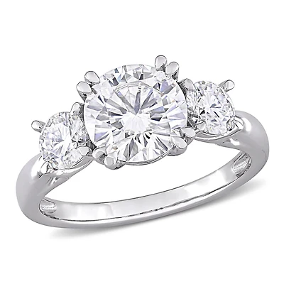 Miabella 2-1/2 Carat T.G.W. Moissanite 10k White Gold 3-Stone Engagement Ring