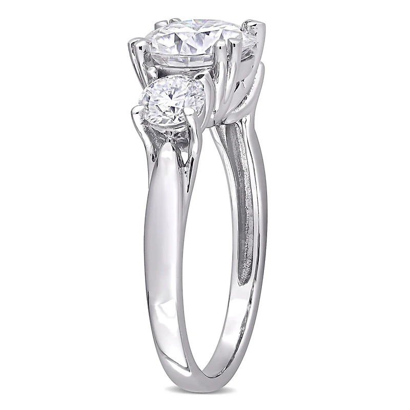 Miabella 2-1/2 Carat T.G.W. Moissanite 10k White Gold 3-Stone Engagement Ring