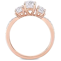Miabella 1-4/5 Carat T.G.W. Moissanite 10k Rose Gold Oval 3-Stone Engagement Ring