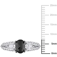 Miabella 3/4 Carat T.W. Black Diamond and 3/4 Carat T.G.W. Moissanite 10K White Gold Split-shank Engagement Ring