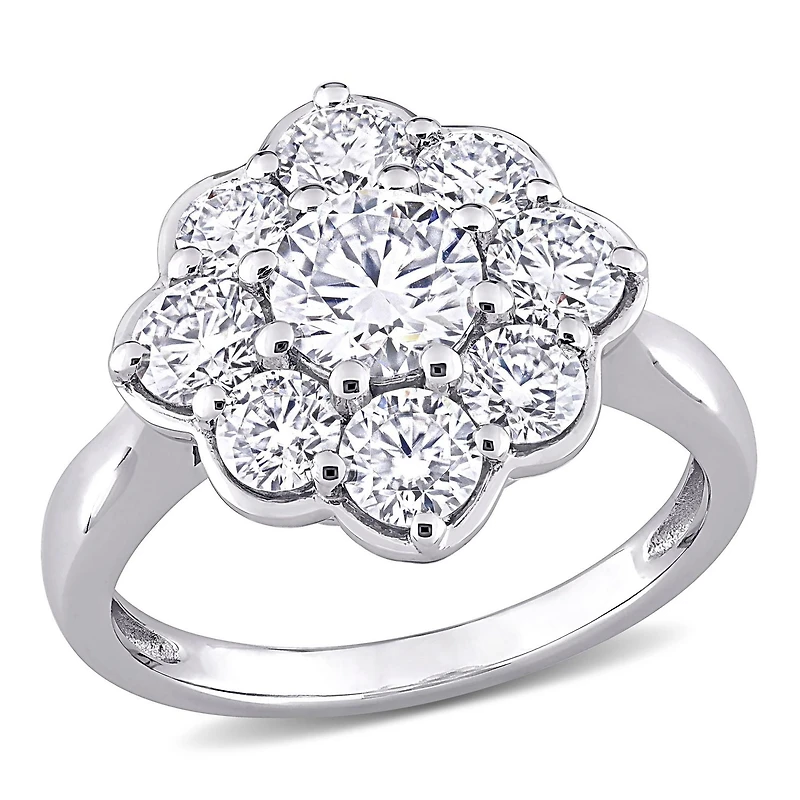 Miabella 2-1/5 Carat T.G.W. Moissanite 10K White Gold Floral Cocktail Ring