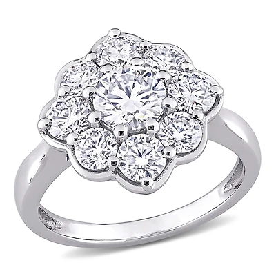 Miabella 2-1/5 Carat T.G.W. Moissanite 10K White Gold Floral Cocktail Ring