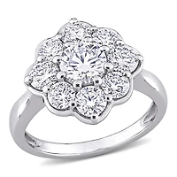 Miabella 2-1/5 Carat T.G.W. Moissanite 10K White Gold Floral Cocktail Ring
