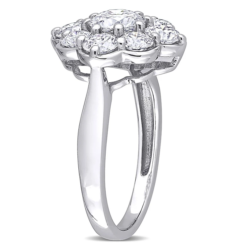 Bague de cocktail florale Miabella en or blanc 10K avec moissanite 2-1/5 carats p.g.t.