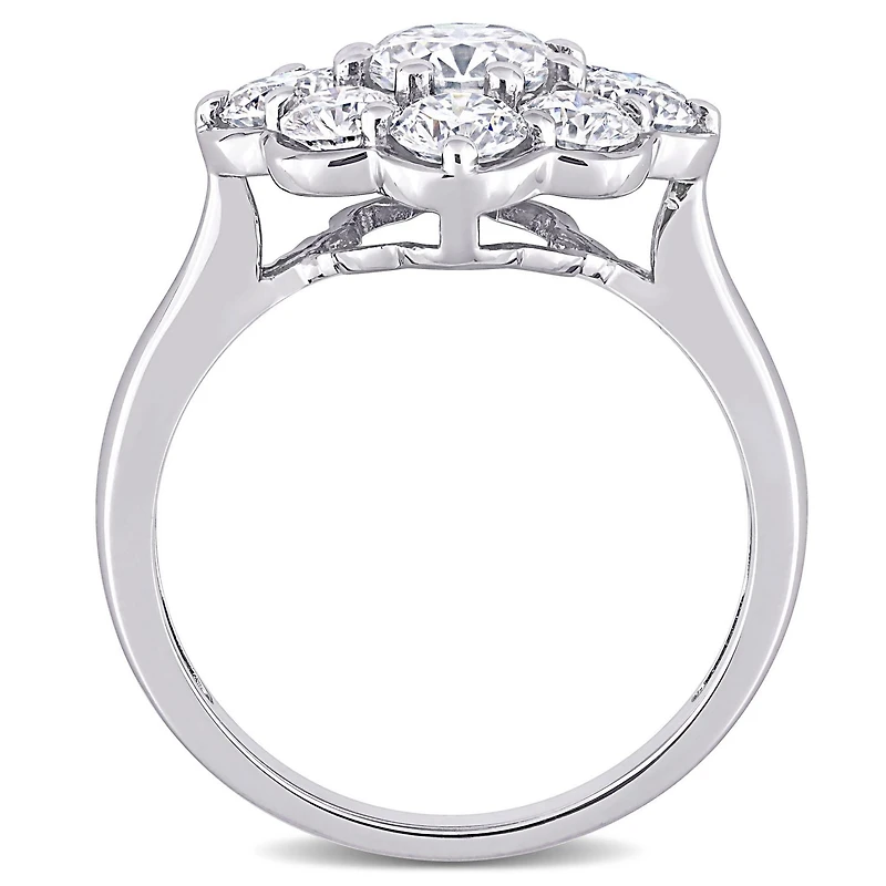 Miabella 2-1/5 Carat T.G.W. Moissanite 10K White Gold Floral Cocktail Ring