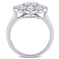 Miabella 2-1/5 Carat T.G.W. Moissanite 10K White Gold Floral Cocktail Ring