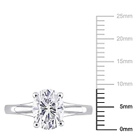 Bague de fiançailles solitaire ovale Miabella en or blanc 10K avec moissanite 2 carats p.g.t.