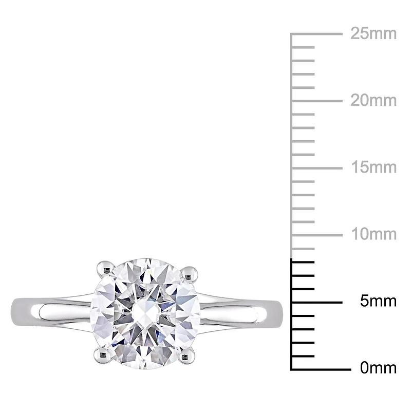 Bague de fiançailles Miabella en or blanc 10K avec moissanite 2 carats p.g.t.