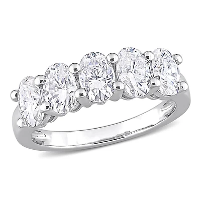 Bague semi-éternité Miabella avec Moissanite 2-1/2 carats p.g.t. en or blanc 10k