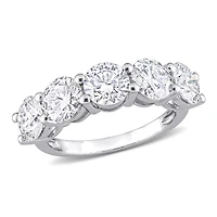 Bague semi-éternité Miabella avec Moissanite 3-1/2 carats p.g.t. en or blanc 10K
