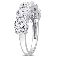 Bague semi-éternité Miabella avec Moissanite 3-1/2 carats p.g.t. en or blanc 10K