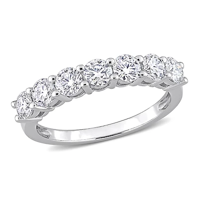 Bague semi-éternité Miabella avec Moissanite 1 carat p.g.t. en or blanc 10K