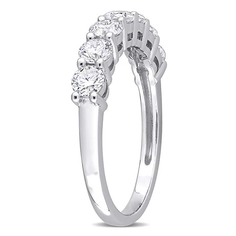 Bague semi-éternité Miabella avec Moissanite 1 carat p.g.t. en or blanc 10K