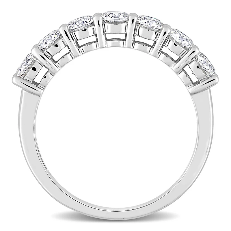 Bague semi-éternité Miabella avec Moissanite 1 carat p.g.t. en or blanc 10K