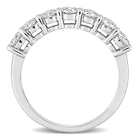 Bague semi-éternité Miabella avec Moissanite 1 carat p.g.t. en or blanc 10K
