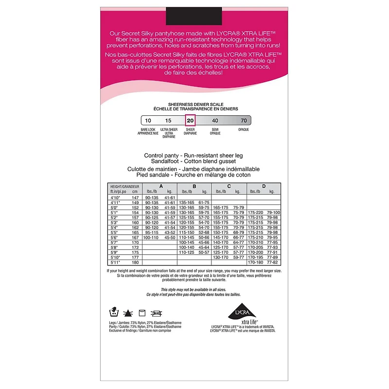 Secret® Silky Run-Resistant 1pk Pantyhose