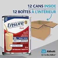 Ensure Plus, substitut de repas, alimentation complète et équilibrée, vanille, 12 boîtes de 235 mL