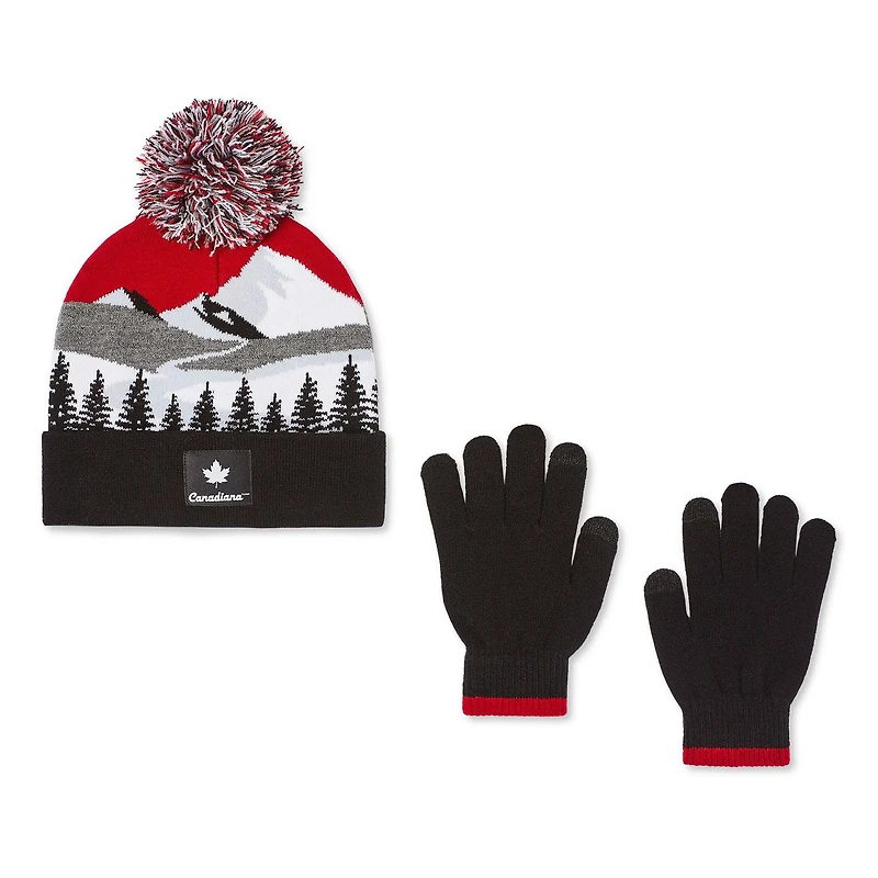 Ensemble 2 pièces avec tuque Canadiana collection non genrée pour adultes