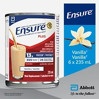 Ensure Plus, substitut de repas, alimentation complète et équilibrée, vanille, 12 boîtes de 235 mL