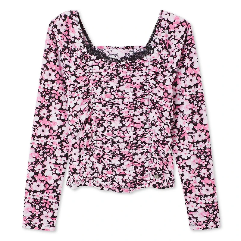 Justice Girls' Printed Lace Top, Sizes XS-XL