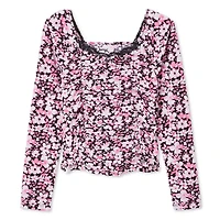 Justice Girls' Printed Lace Top, Sizes XS-XL