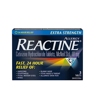 Reactine Extra Strength Antihistamine Tablets - 10mg Cetirizine Hydrochloride