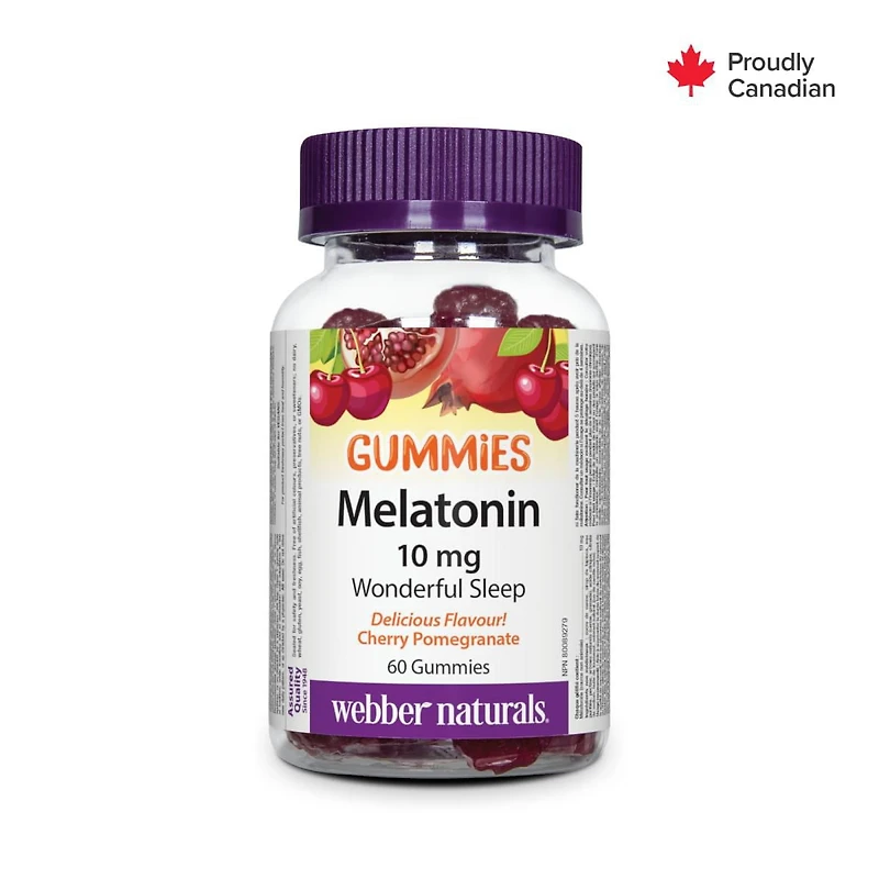 Webber Naturals® Melatonin Gummies, 10 mg, Promotes falling asleep quickly and improves sleep quality, 60 Gummies