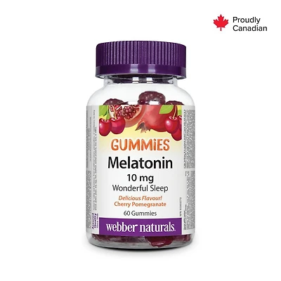 Webber Naturals® Melatonin Gummies, 10 mg, Promotes falling asleep quickly and improves sleep quality, 60 Gummies