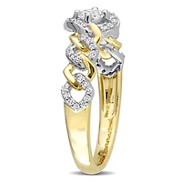 Miabella Bague de fiançailles Halo a maillon en or jaune 10K avec diamant 1/3 Carat P.T.