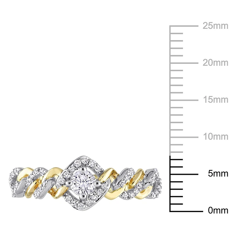 Miabella 1/3 Carat T.W. Diamond 10K Yellow Gold Oval Link Halo Engagement Ring
