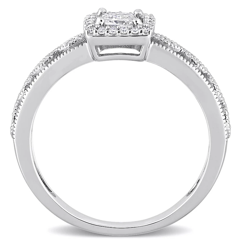 Miabella 3/8 Carat T.W. Diamond 10K White Gold Princess-cut Center Halo Bridal Ring