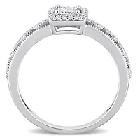 Miabella 3/8 Carat T.W. Diamond 10K White Gold Princess-cut Center Halo Bridal Ring