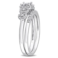 Miabella Ensemble de Bague mariage a grappe halo en or blanc 10K avec diamant de 1/3 de carat P.T.