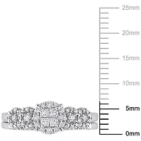 Miabella Ensemble de Bague mariage a grappe halo en or blanc 10K avec diamant de 1/3 de carat P.T.