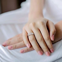 Miabella Ensemble de Bague mariage a grappe halo en or blanc 10K avec diamant de 1/3 de carat P.T.